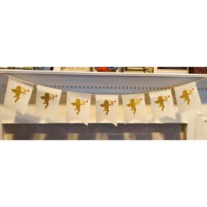 Cupid Burlap Banner - Valentine's Day Engagement Prop Wedding Reception Decor
